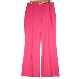 Grey Ven Pink Flare Leg High Rise Pleated Trousers Summer 2023 MD Hot Pink